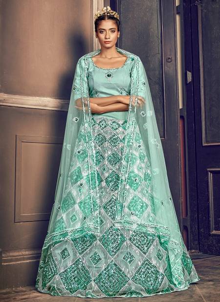 Sea Green Colour Shubhkala Bride Vol 1 Fancy Designer Party Wedding Wear Net Sequince Embroidery Work Lehenga Choli Collection 1705